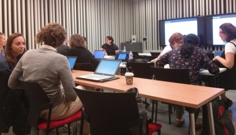 Women in group discussions at the Budapest package development  workshop